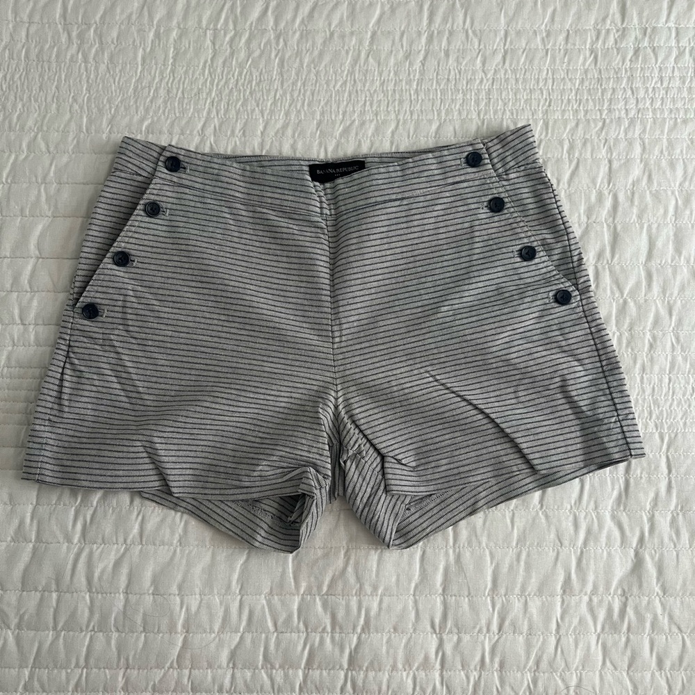 Banana Republic Navy Striped High Waist Shorts